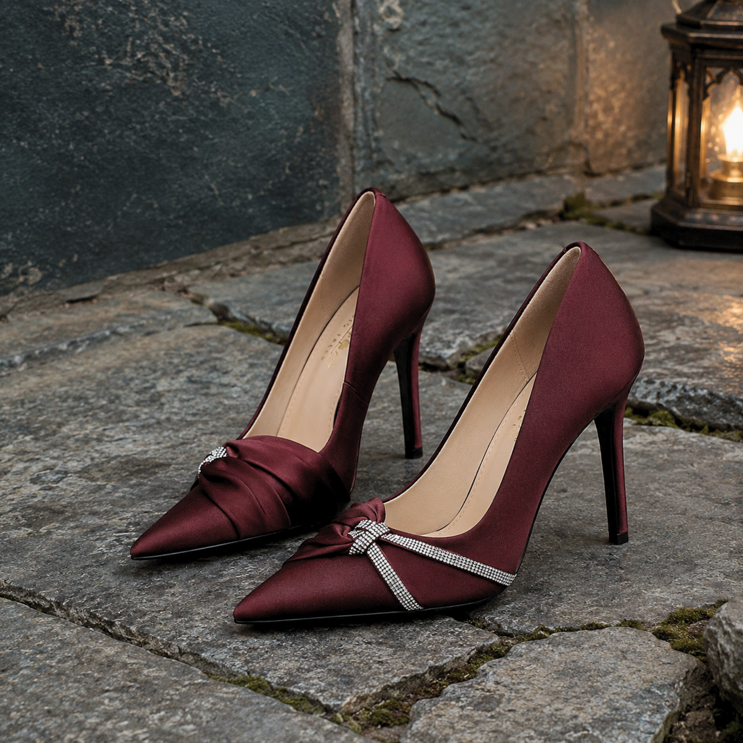 Luxury Rhinestone Bow Pointed Toe Women's Stiletto High Heels