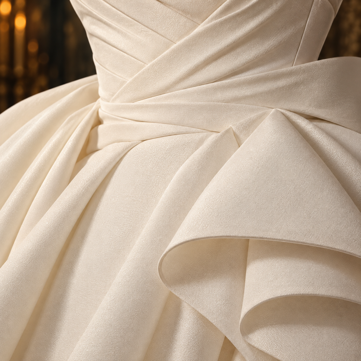 Women’s White Off-the-Shoulder Satin Ball Gown Wedding Dress | Ruffle Train