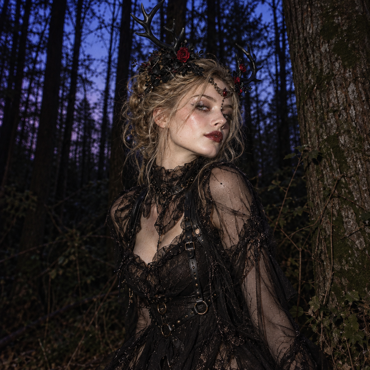 black antler crown, deer antler headpiece, woodland witch crown, gothic forest headpiece, dark fairy crown, witch headdress, forest witch accessories, woodland goddess crown, dark fae headpiece, nature inspired crown, Renaissance faire headpiece, druid costume crown, pagan inspired headpiece, forest nymph crown, healer costume accessory, handfasting headpiece, gothic floral crown, black deer horns, fantasy antler crown, woodland wedding crown