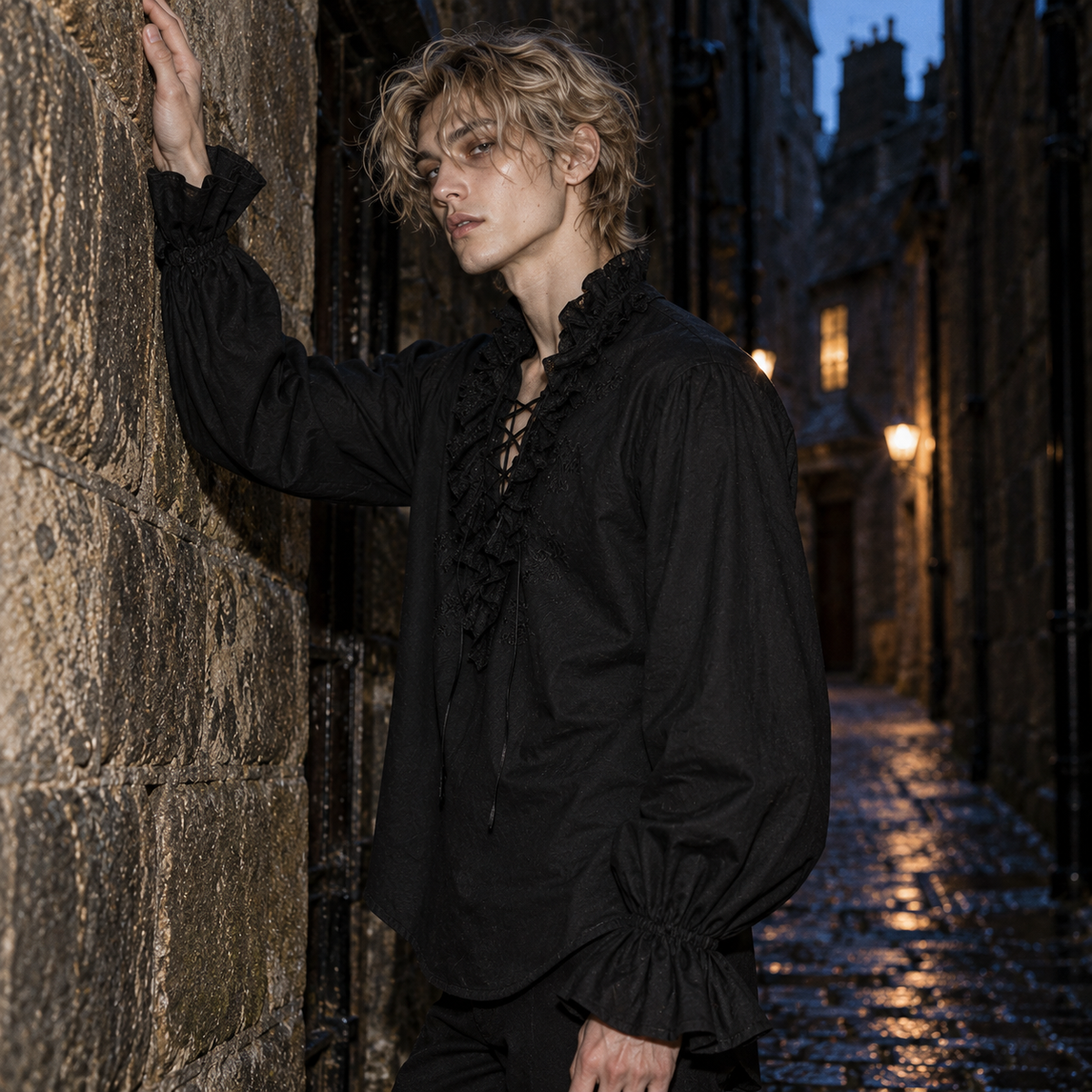 men's gothic shirt, Punk Rave shirt, Victorian ruffle shirt, black vampire shirt, men's gothic clothing, gothic embroidered shirt, Victorian men's fashion, gothic pirate shirt, black lace up shirt, men's romantic goth clothing, gothic poet shirt, vampire fashion men, men's lantern sleeve shirt, gothic formalwear, black cotton ruffle shirt, gothic aristocrat outfit, alternative men's clothing, Victorian inspired blouse men, ruffled cuff shirt, gothic rock fashion, men's lace collar shirt, dark romantic mensw
