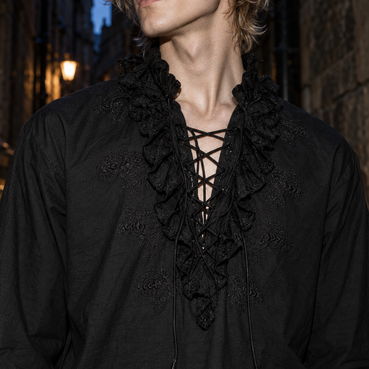men's gothic shirt, Punk Rave shirt, Victorian ruffle shirt, black vampire shirt, men's gothic clothing, gothic embroidered shirt, Victorian men's fashion, gothic pirate shirt, black lace up shirt, men's romantic goth clothing, gothic poet shirt, vampire fashion men, men's lantern sleeve shirt, gothic formalwear, black cotton ruffle shirt, gothic aristocrat outfit, alternative men's clothing, Victorian inspired blouse men, ruffled cuff shirt, gothic rock fashion, men's lace collar shirt, dark romantic mensw