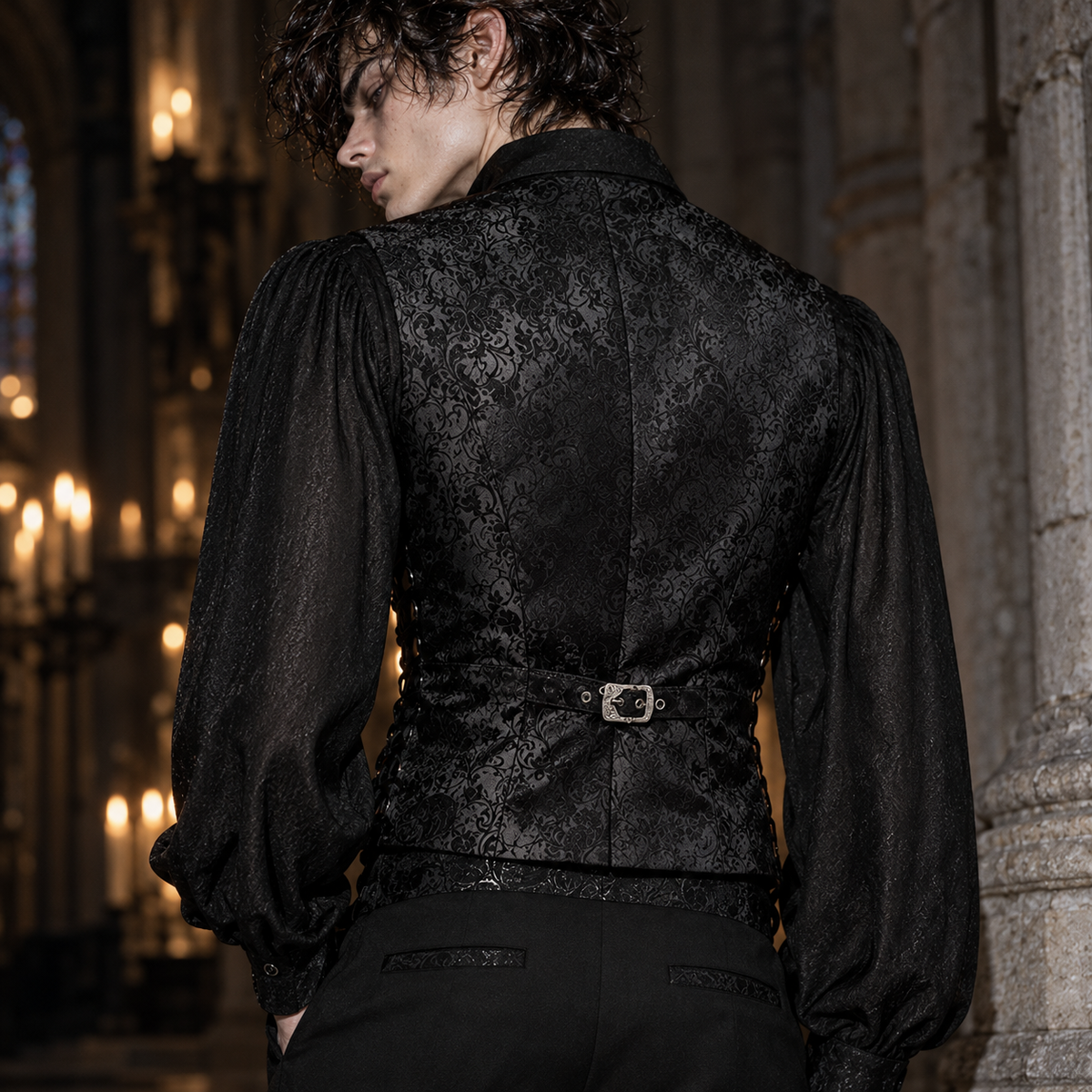 men's gothic waistcoat, Victorian waistcoat men, gothic brocade vest, jacquard waistcoat men, vampire waistcoat, burgundy gothic vest, black red brocade waistcoat, Victorian men's clothing, gothic aristocrat fashion, steampunk waistcoat, men's gothic formalwear, Regency inspired vest, vampire wedding outfit, gothic groom attire, lace up waistcoat, adjustable Victorian vest, floral jacquard clothing, dark romantic menswear, gothic masquerade clothing, Victorian gentleman vest, men's alternative formalwear