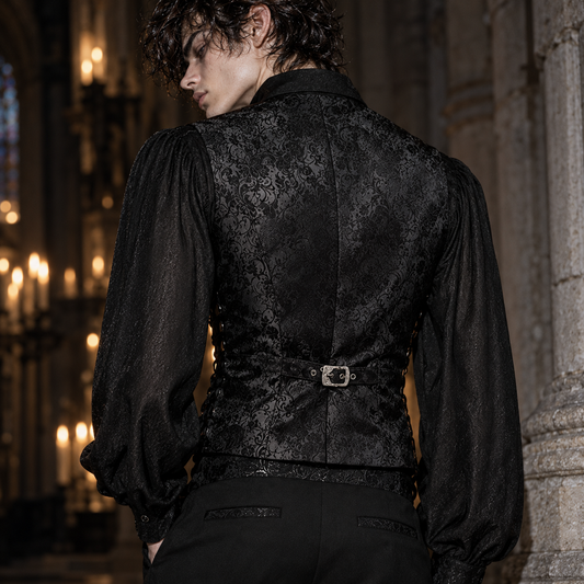 men's gothic waistcoat, Victorian waistcoat men, gothic brocade vest, jacquard waistcoat men, vampire waistcoat, burgundy gothic vest, black red brocade waistcoat, Victorian men's clothing, gothic aristocrat fashion, steampunk waistcoat, men's gothic formalwear, Regency inspired vest, vampire wedding outfit, gothic groom attire, lace up waistcoat, adjustable Victorian vest, floral jacquard clothing, dark romantic menswear, gothic masquerade clothing, Victorian gentleman vest, men's alternative formalwear