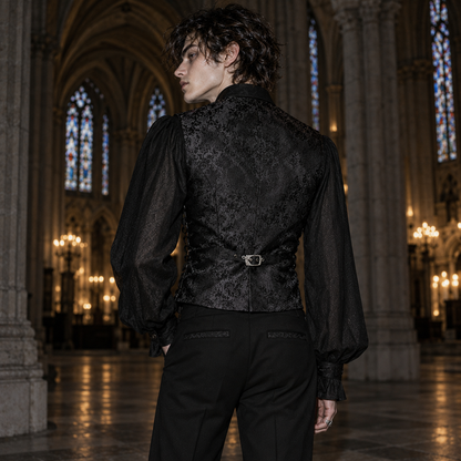 men's gothic waistcoat, Victorian waistcoat men, gothic brocade vest, jacquard waistcoat men, vampire waistcoat, burgundy gothic vest, black red brocade waistcoat, Victorian men's clothing, gothic aristocrat fashion, steampunk waistcoat, men's gothic formalwear, Regency inspired vest, vampire wedding outfit, gothic groom attire, lace up waistcoat, adjustable Victorian vest, floral jacquard clothing, dark romantic menswear, gothic masquerade clothing, Victorian gentleman vest, men's alternative formalwear
