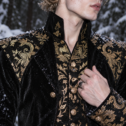 men’s Gothic Victorian tailcoat, men’s Gothic tailcoat, Victorian tailcoat men, Gothic Victorian coat, men’s steampunk tailcoat, steampunk coat men, Victorian coat men, Gothic coat men, men’s brocade tailcoat, gold brocade coat men, Gothic long coat men, Victorian frock coat, steampunk jacket men, Gothic jacket men, vampire coat men, aristocrat costume men, Victorian costume men, Gothic formal coat, Renaissance coat men, fantasy coat men, masquerade coat men, men’s Gothic clothing