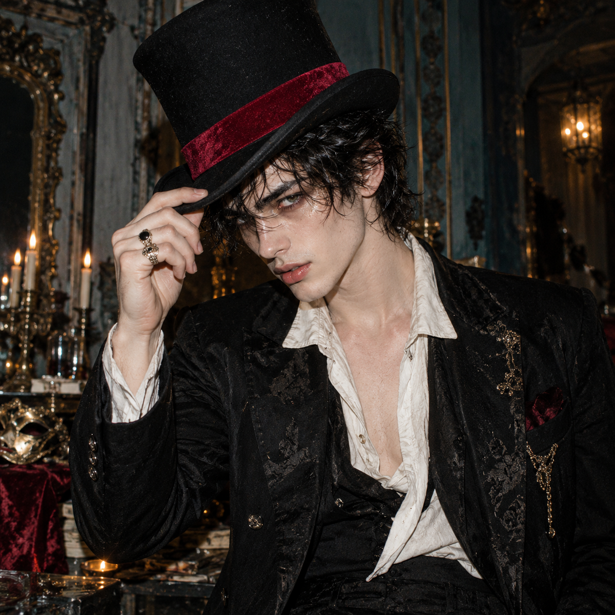Men’s & Women’s Victorian Wool Felt Top Hat with Ribbon Band