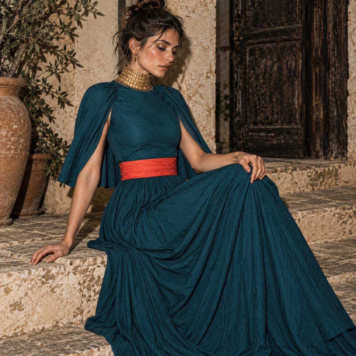 Penelope The Odyssey, The Odyssey 2026, Penelope costume, Penelope cosplay, Queen of Ithaca, Greek mythology costume, teal medieval gown, teal cape sleeve dress, movie character outfit, Anne Hathaway Penelope, Odyssey Halloween costume, ancient queen costume, mythology Halloween outfit, burgundy belt dress, teal cosplay gown, Greek queen dress, film inspired costume, Penelope green dress, Penelope blue dress, Ithaca queen costume