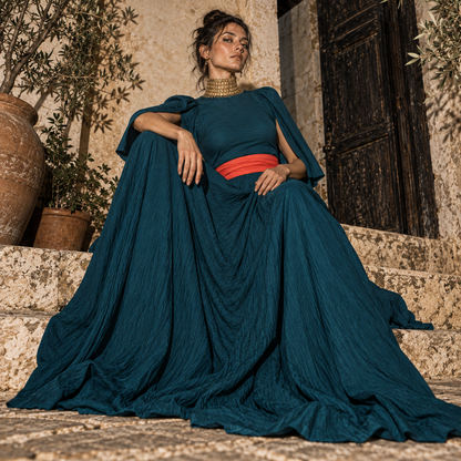 Penelope The Odyssey, The Odyssey 2026, Penelope costume, Penelope cosplay, Queen of Ithaca, Greek mythology costume, teal medieval gown, teal cape sleeve dress, movie character outfit, Anne Hathaway Penelope, Odyssey Halloween costume, ancient queen costume, mythology Halloween outfit, burgundy belt dress, teal cosplay gown, Greek queen dress, film inspired costume, Penelope green dress, Penelope blue dress, Ithaca queen costume