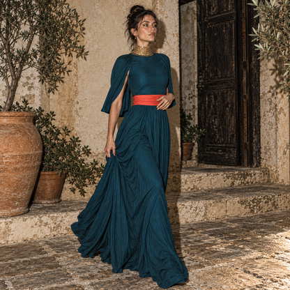 Penelope The Odyssey, The Odyssey 2026, Penelope costume, Penelope cosplay, Queen of Ithaca, Greek mythology costume, teal medieval gown, teal cape sleeve dress, movie character outfit, Anne Hathaway Penelope, Odyssey Halloween costume, ancient queen costume, mythology Halloween outfit, burgundy belt dress, teal cosplay gown, Greek queen dress, film inspired costume, Penelope green dress, Penelope blue dress, Ithaca queen costume