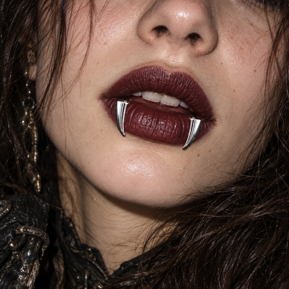 vampire fang lip ring, non piercing lip ring, fake snake bites, gothic lip cuff, fake lip piercing, vampire lip jewelry, black lip ring, silver lip ring, stainless steel lip cuff, gothic body jewelry, non piercing labret, snake bite lip jewelry, vampire accessories, Halloween lip jewelry, alternative fashion jewelry, punk lip cuff, fake fang piercing, gothic makeup accessory