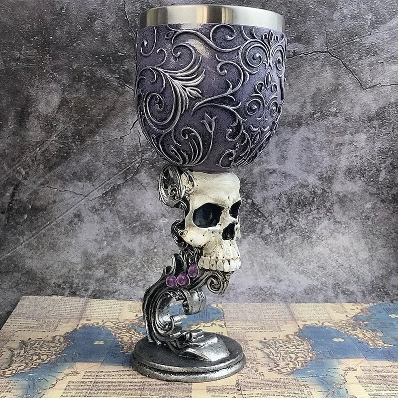 Medieval Stainless Steel Baroque Style Fantasy Animal Wine Goblets (200ml) - Lovez Aqua© - Skull