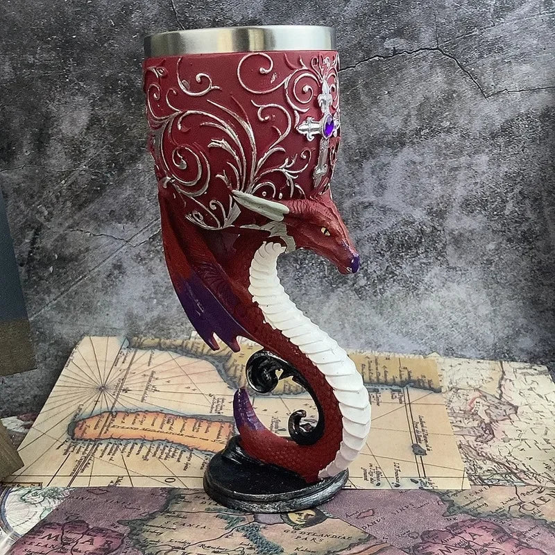 Medieval Stainless Steel Baroque Style Fantasy Animal Wine Goblets (200ml) - Lovez Aqua© - Dragon