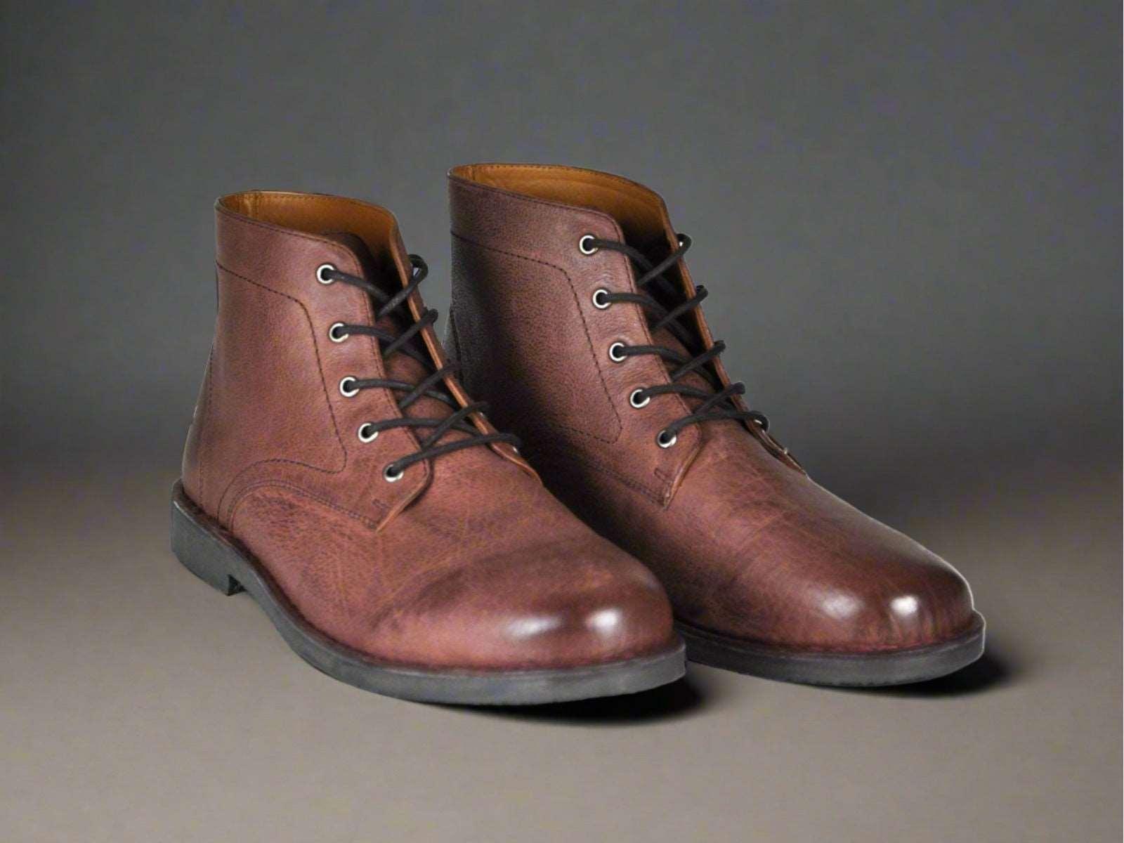 Men's Burnished Suede & Oxblood Leather Boots - Lovez Aqua© - 