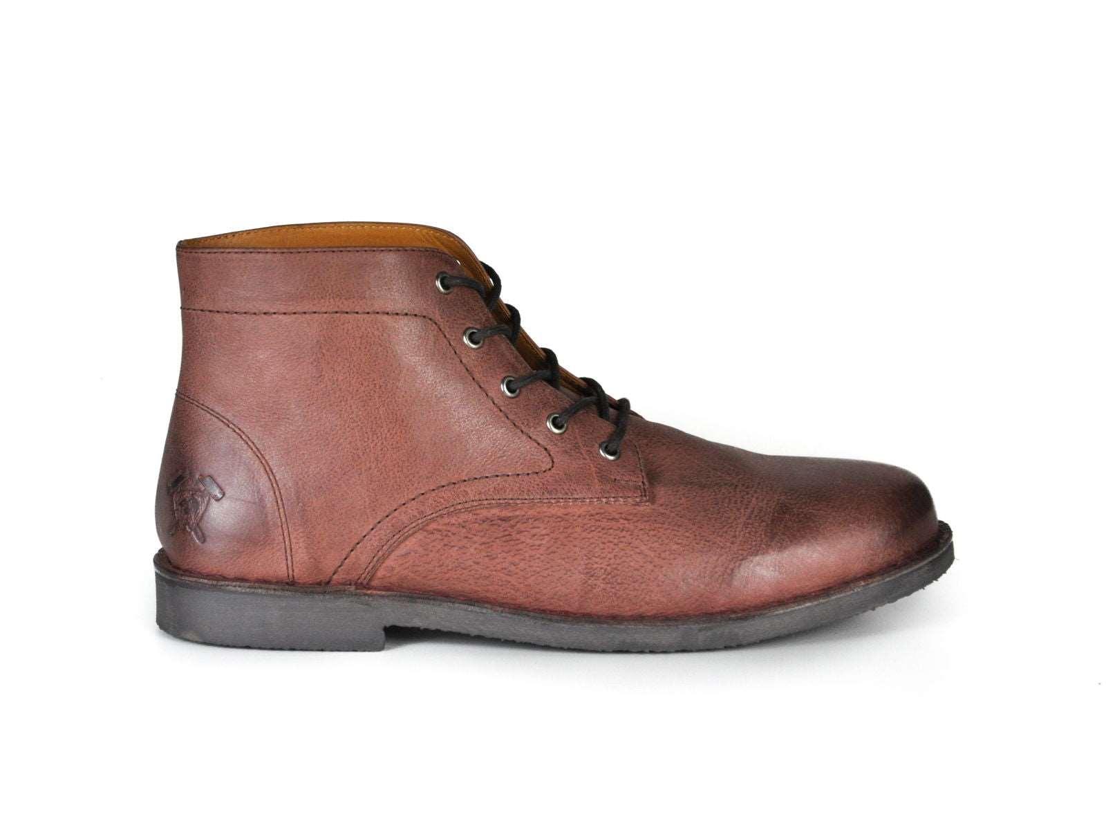 Men's Burnished Suede & Oxblood Leather Boots - Lovez Aqua© - 