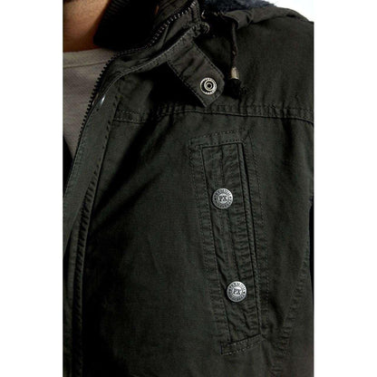Men's Dark Charcoal Long Cotton Outdoor Rain Jacket - Lovez Aqua© - 