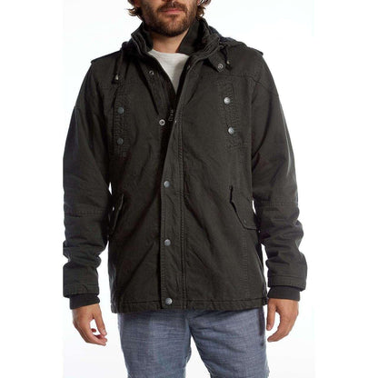 Men's Dark Charcoal Long Cotton Outdoor Rain Jacket - Lovez Aqua© - 