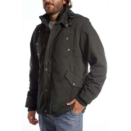 Men's Dark Charcoal Long Cotton Outdoor Rain Jacket - Lovez Aqua© - 
