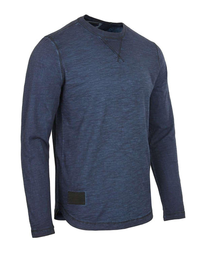 Men's Long Sleeve Crew Neck Vintage Wash Shirt With Curved Bottom Hem - Lovez Aqua© - 
