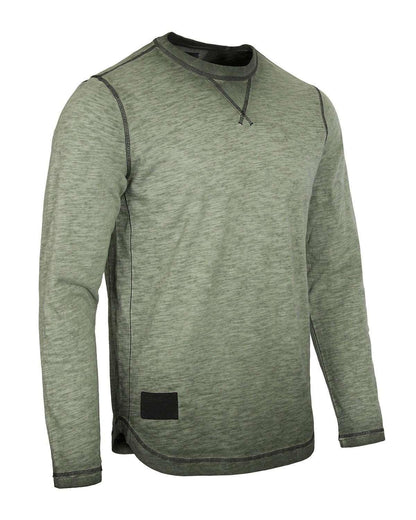 Men's Long Sleeve Crew Neck Vintage Wash Shirt With Curved Bottom Hem - Lovez Aqua© - 