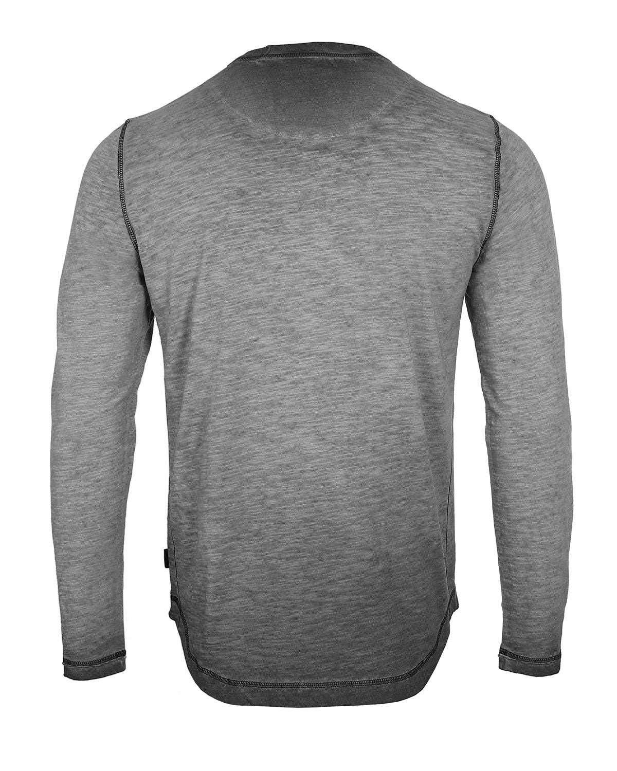 Men's Long Sleeve Crew Neck Vintage Wash Shirt With Curved Bottom Hem - Lovez Aqua© - 