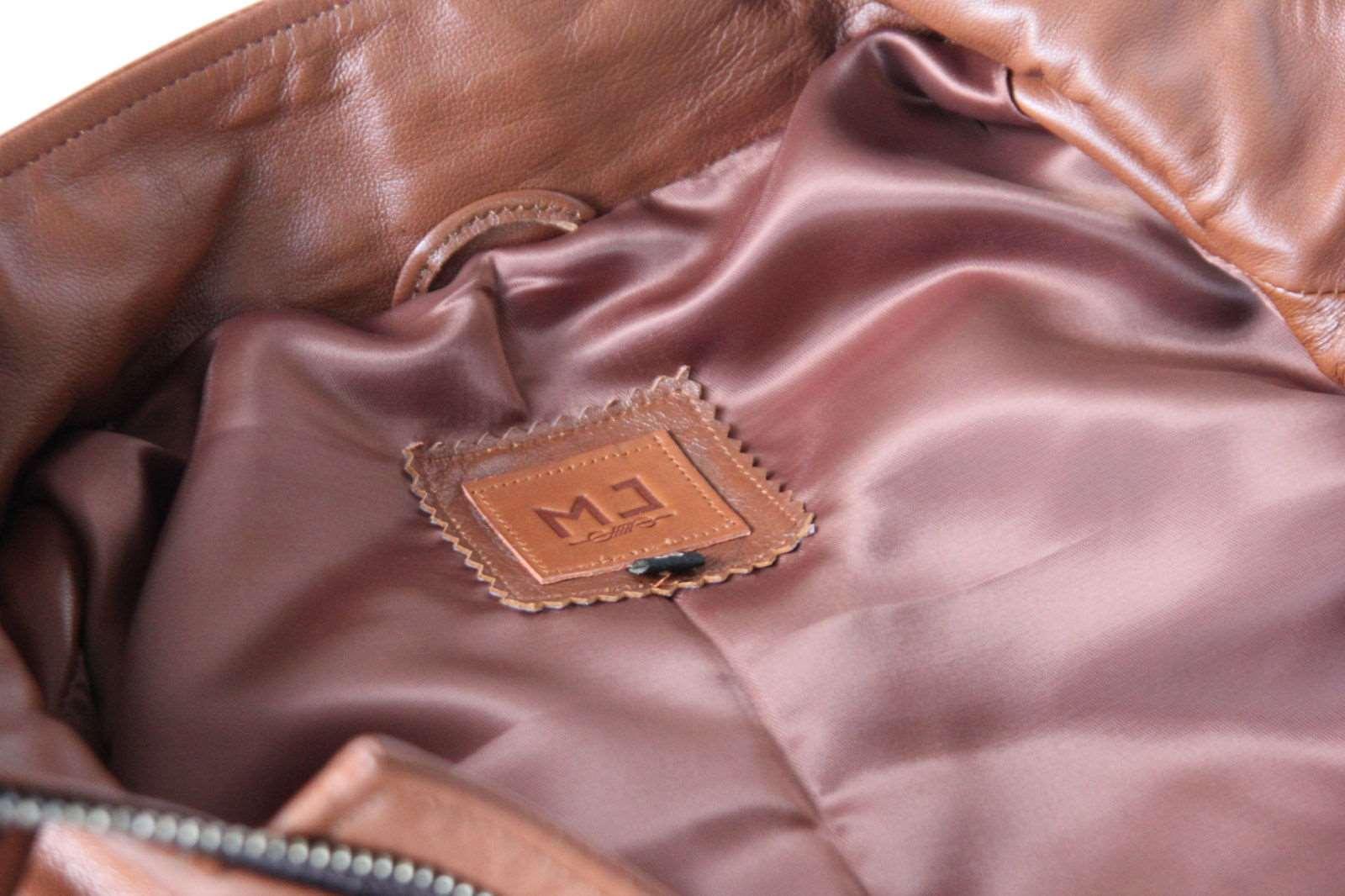 Men's Real Lamb Leather Tan Jacket With Pockets & Zipper - Lovez Aqua© - 