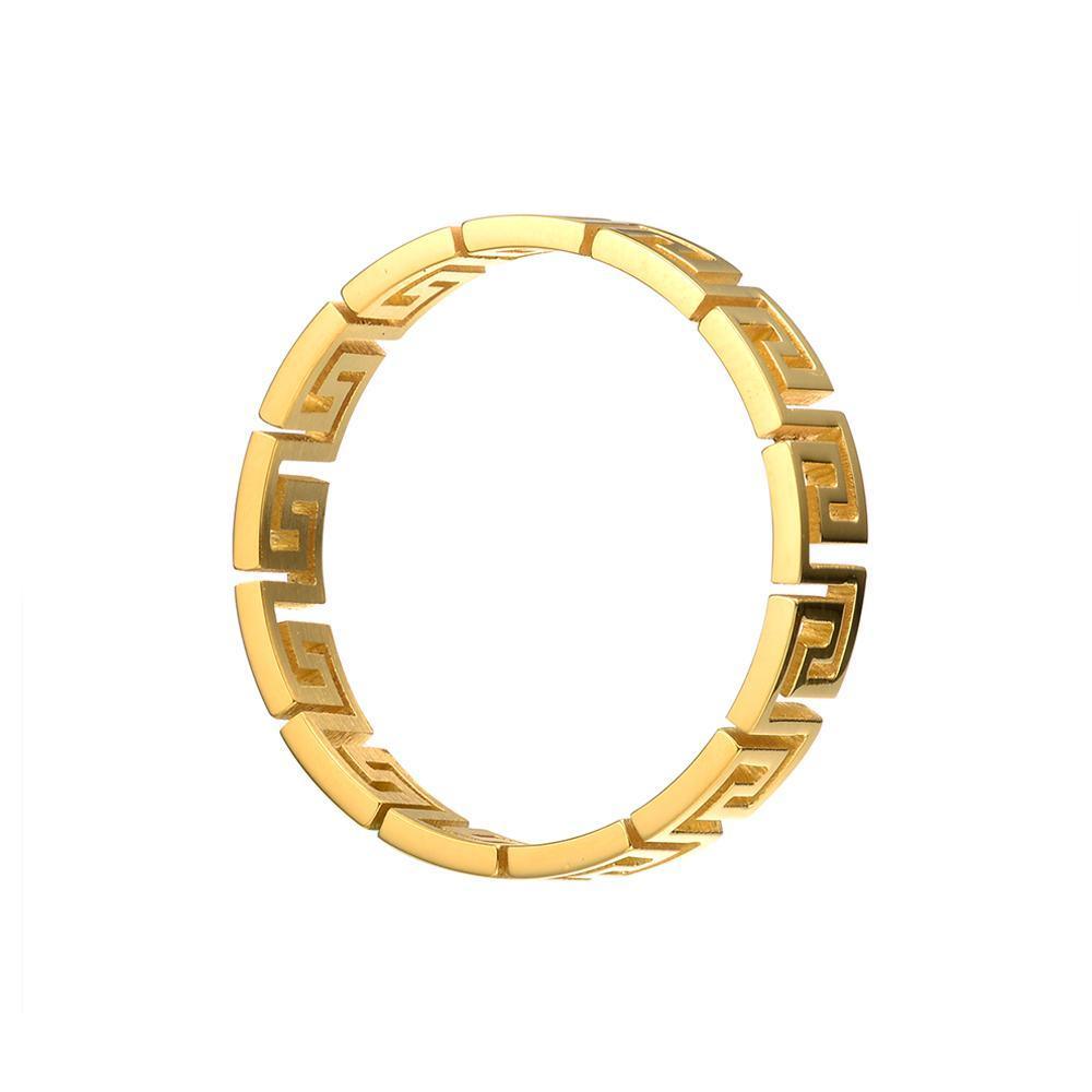 Men's Stainless Steel Greek Cut Out Ring - Lovez Aqua© - 