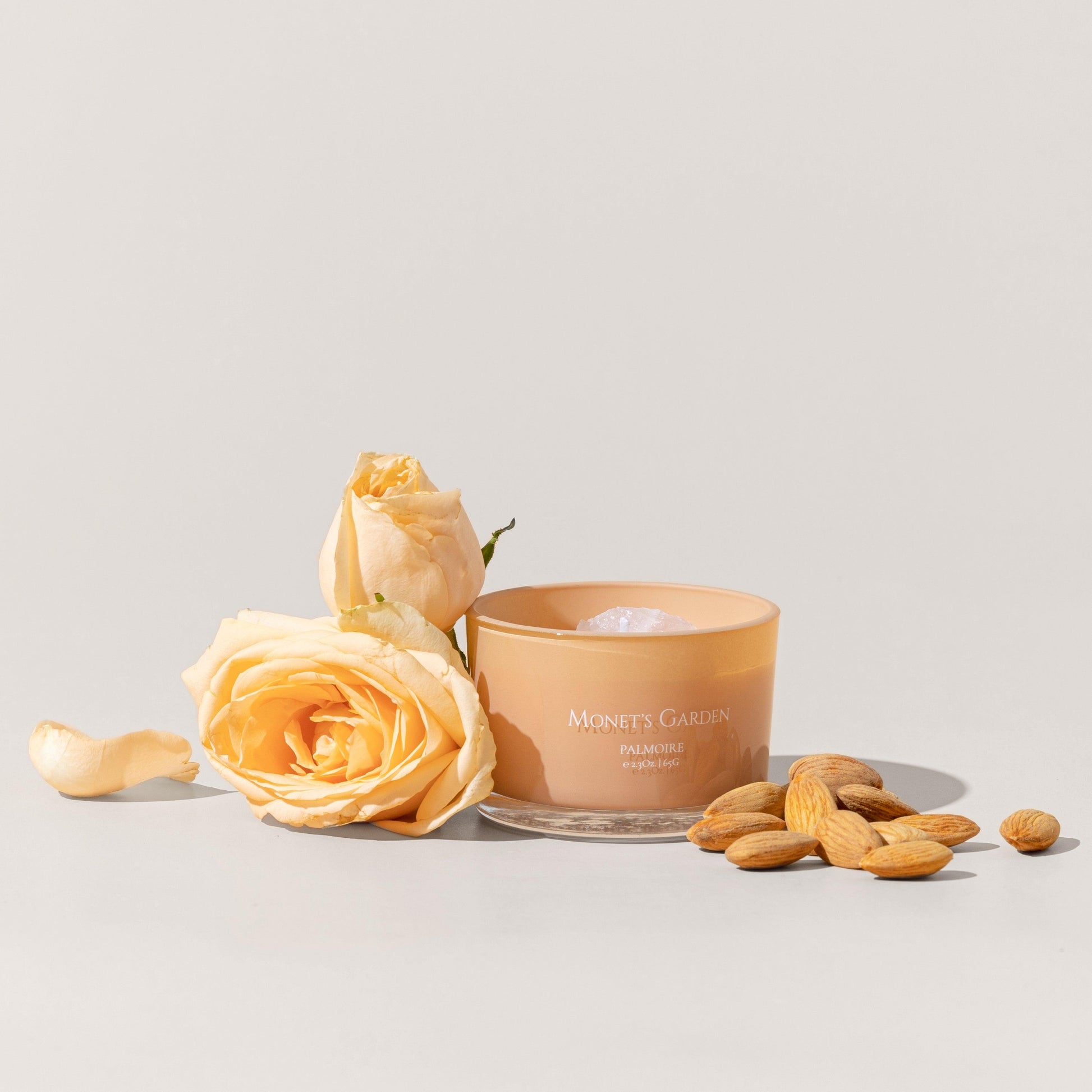Monet's Garden Soy Wax Candle With Decorative Jar - Almond, Hazelnut & Tangerine - Lovez Aqua© - Mini 2.3 oz/ 65 g