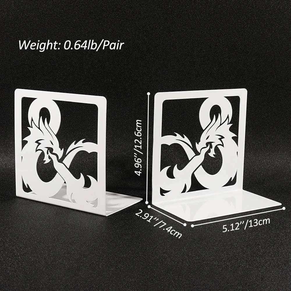 Fourth Wing Fire Dragon Hollow Black Iron Shelf Bookends (2 Pcs) - Fourth Wing - White