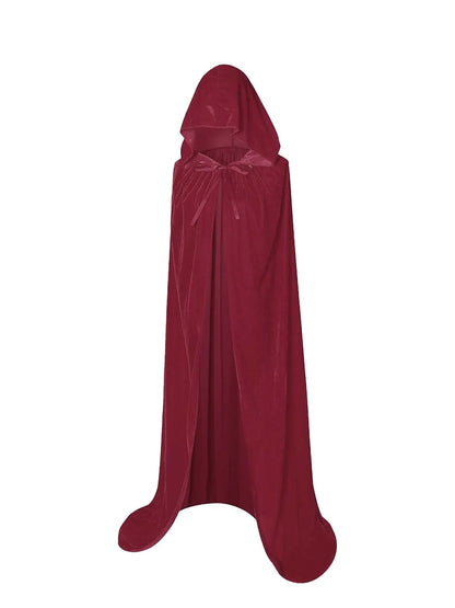 Medieval Renaissance Velvet Long Floor Length Hooded Unisex Cloak with Tie