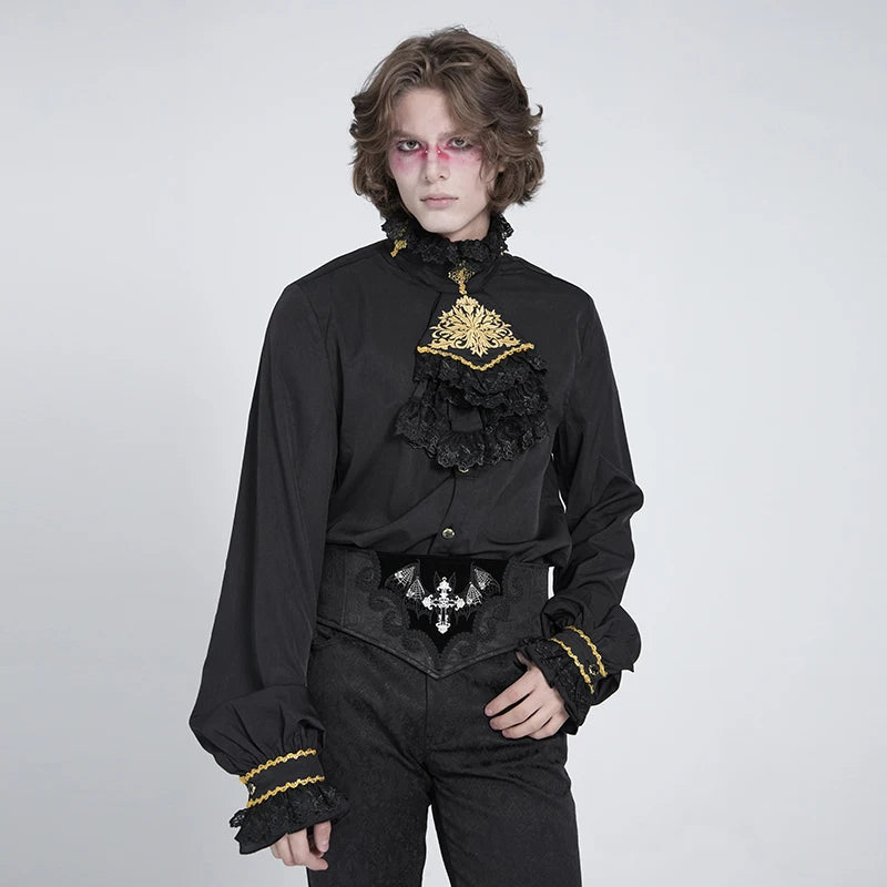mens gothic shirt, men's gothic shirt, gothic jabot shirt, mens jabot shirt, men's jabot shirt, lace jabot shirt, Victorian shirt men, Victorian mens shirt, Victorian inspired shirt, gothic ruffle shirt, mens ruffle shirt, white gothic shirt, black and white shirt, gothic dress shirt, romantic menswear, dark romantic fashion, gothic menswear, alternative menswear, aristocratic shirt, high collar shirt men, stand collar shirt, lace shirt men, gothic lace shirt, long sleeve gothic shirt, vintage inspired mens
