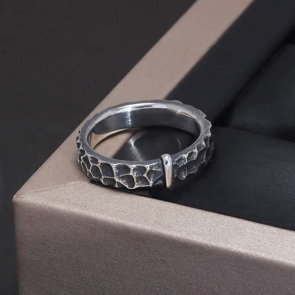 S925 Sterling Silver Outlander Claire Fraser Distressed Vintage Wedding Ring - Outlander - 