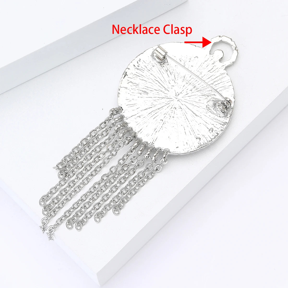 Vintage Rhinestone Clock Face Women's Tassel Brooch Pin