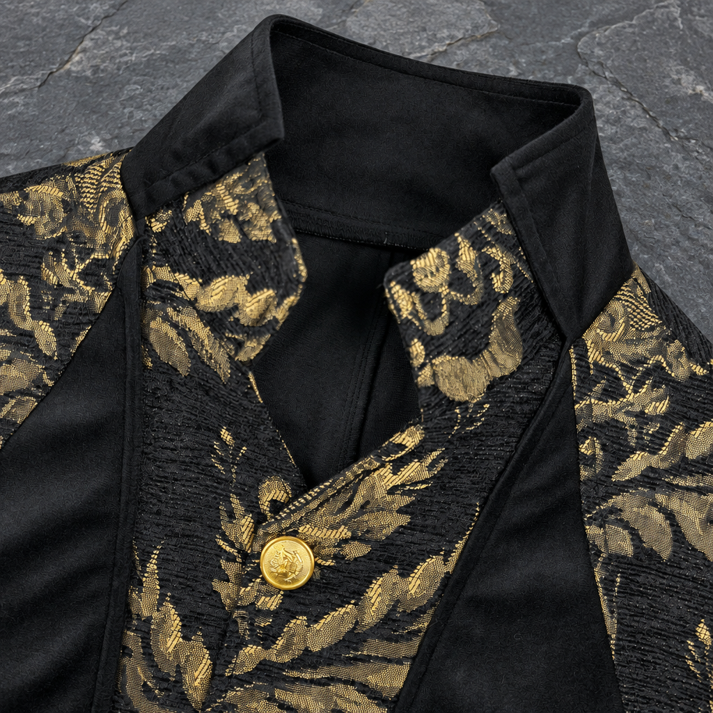 men’s Gothic Victorian tailcoat, men’s Gothic tailcoat, Victorian tailcoat men, Gothic Victorian coat, men’s steampunk tailcoat, steampunk coat men, Victorian coat men, Gothic coat men, men’s brocade tailcoat, gold brocade coat men, Gothic long coat men, Victorian frock coat, steampunk jacket men, Gothic jacket men, vampire coat men, aristocrat costume men, Victorian costume men, Gothic formal coat, Renaissance coat men, fantasy coat men, masquerade coat men, men’s Gothic clothing