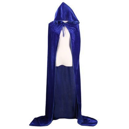 Medieval Renaissance Velvet Long Floor Length Hooded Unisex Cloak with Tie