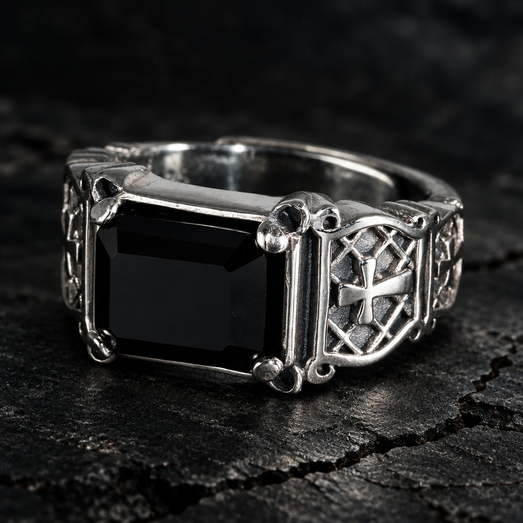 men’s black agate ring, black agate ring men, men’s agate ring, 925 sterling silver ring, sterling silver ring men, men’s signet ring, black agate signet ring, Gothic signet ring, Gothic ring men, Gothic cross ring, men’s cross ring, sterling silver signet ring, medieval ring men, medieval cross ring, adjustable men’s ring, adjustable silver ring, black gemstone ring, men’s Gothic jewelry, vintage signet ring, ornate silver ring, Gothic jewelry men, medieval jewelry men