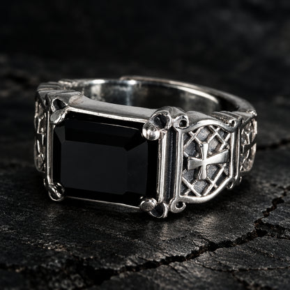 men’s black agate ring, black agate ring men, men’s agate ring, 925 sterling silver ring, sterling silver ring men, men’s signet ring, black agate signet ring, Gothic signet ring, Gothic ring men, Gothic cross ring, men’s cross ring, sterling silver signet ring, medieval ring men, medieval cross ring, adjustable men’s ring, adjustable silver ring, black gemstone ring, men’s Gothic jewelry, vintage signet ring, ornate silver ring, Gothic jewelry men, medieval jewelry men