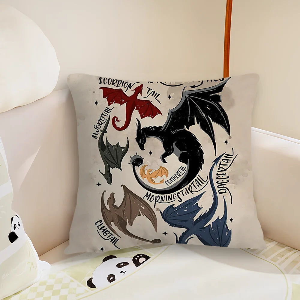 Fourth Wing Rebecca Yarros Fantasy Book Dragon Riders Cushion Cover - Lovez Aqua© - 