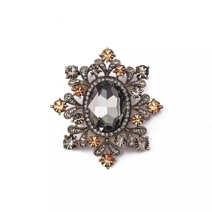 Women's Vintage Palace Style Floral Gemstone Embellished Baroque Brooch Pin