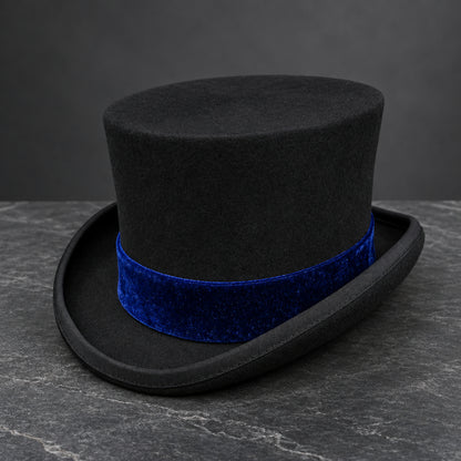 Men’s & Women’s Victorian Wool Felt Top Hat with Ribbon Band