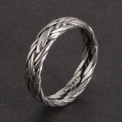 Men's S925 Sterling Silver Norse Viking Double Braided Heritage Style Ring