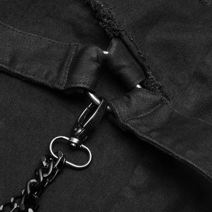 Men’s Black Gothic Slim-Fit D-Ring Strap Pants