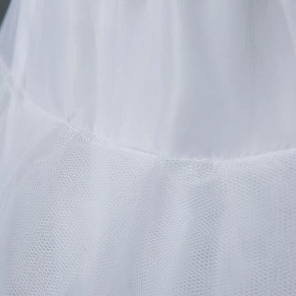 Women's White Six Layered Hoop-Free Long Petticoat for Dresses & Ball Gowns