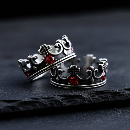 Men’s Gothic Cross Crown Ring | Dark Fantasy Royal Jewelry