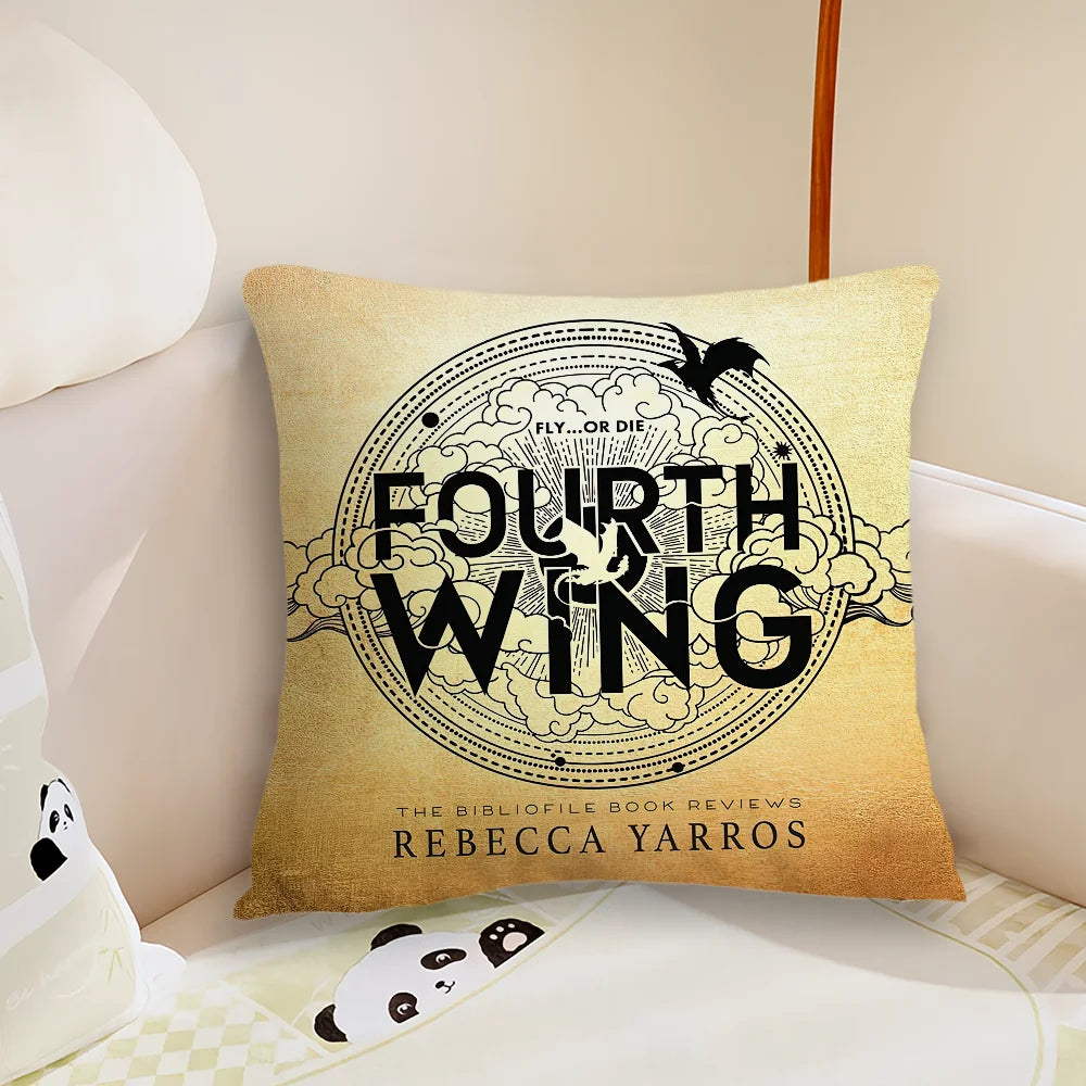 Fourth Wing Rebecca Yarros Fantasy Book Dragon Riders Cushion Cover - Lovez Aqua© - 