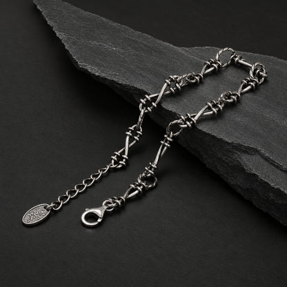 Men’s & Women’s 925 Sterling Silver Gothic Thorn Barbed Wire Link Chain Bracelet
