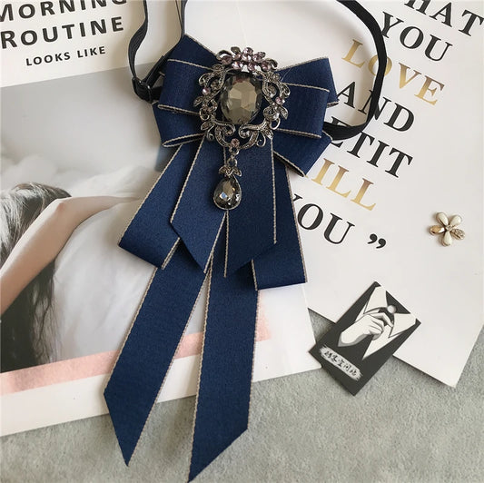 Women’s & Men’s Vintage Dark Academia Ribbon Bow Tie Brooch | Gothic Academy Collar