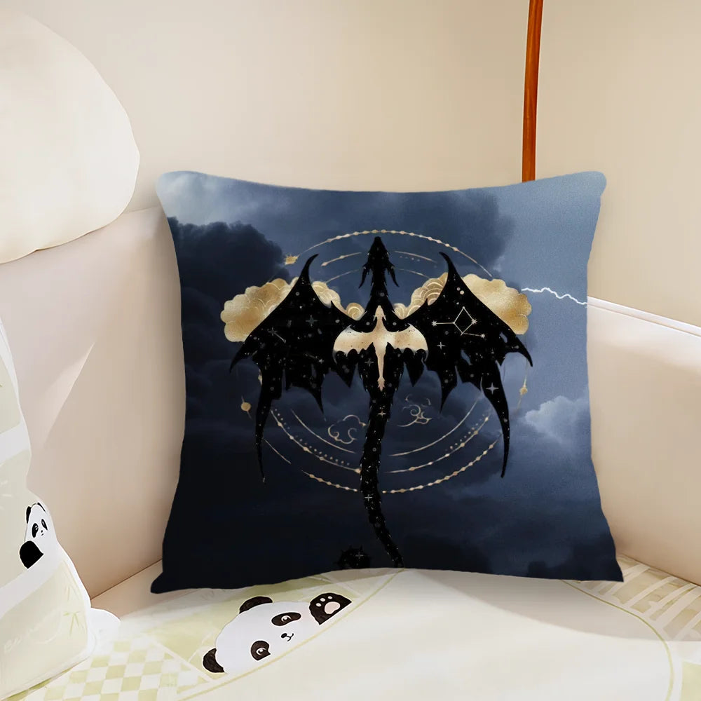 Fourth Wing Rebecca Yarros Fantasy Book Dragon Riders Cushion Cover - Lovez Aqua© - 