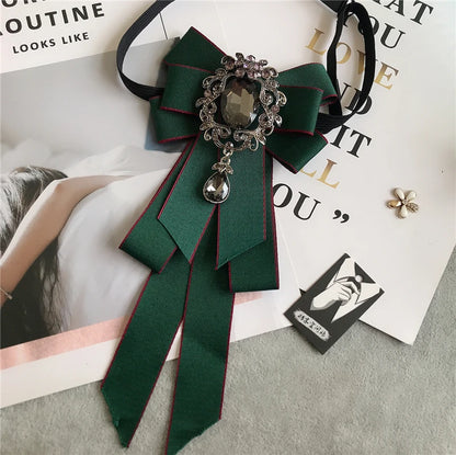 Women’s & Men’s Vintage Dark Academia Ribbon Bow Tie Brooch | Gothic Academy Collar