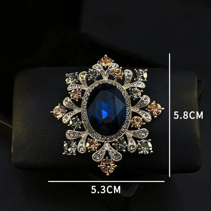 Women's Vintage Palace Style Floral Gemstone Embellished Baroque Brooch Pin