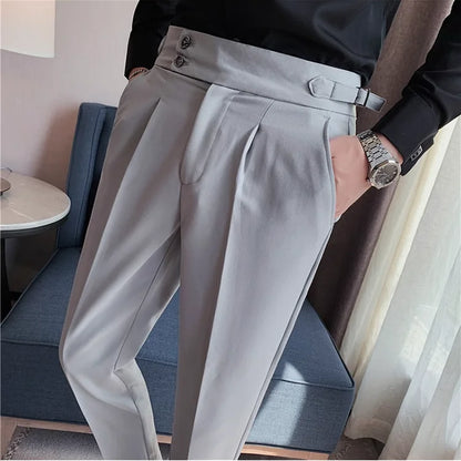 Men’s High-Waisted Pleated Dress Pants | Tailored Formal Trousers